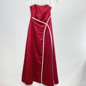 David's Bridal long red dress with wrap